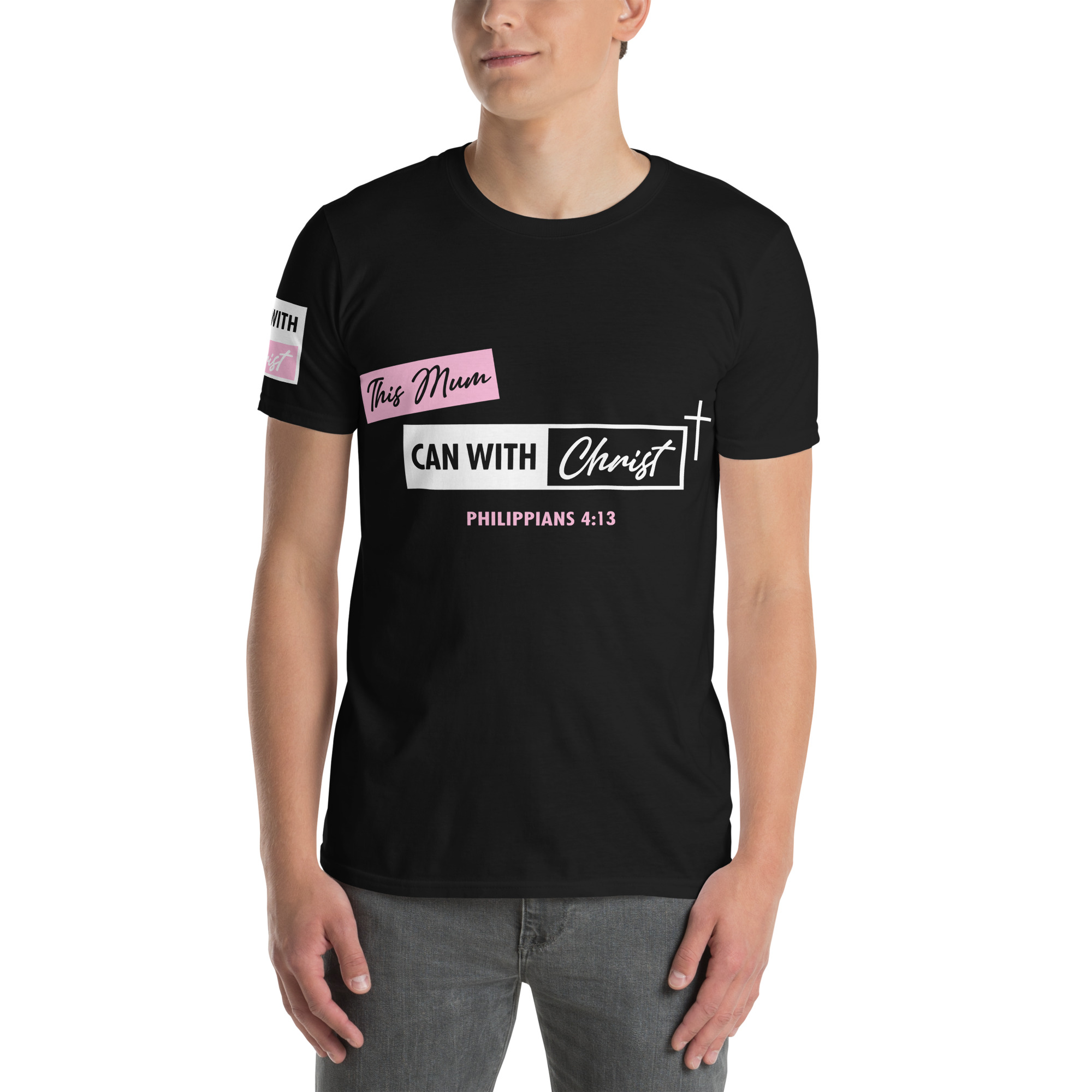 Unisex, this mum can, pink label T-Shirt - Image 6