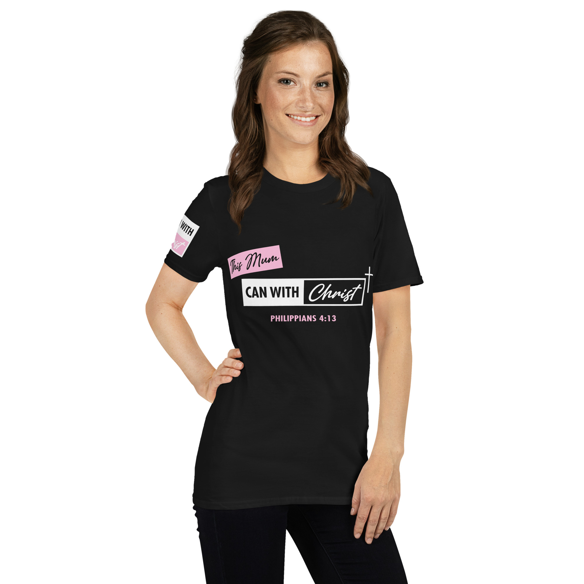 Unisex, this mum can, pink label T-Shirt - Image 13