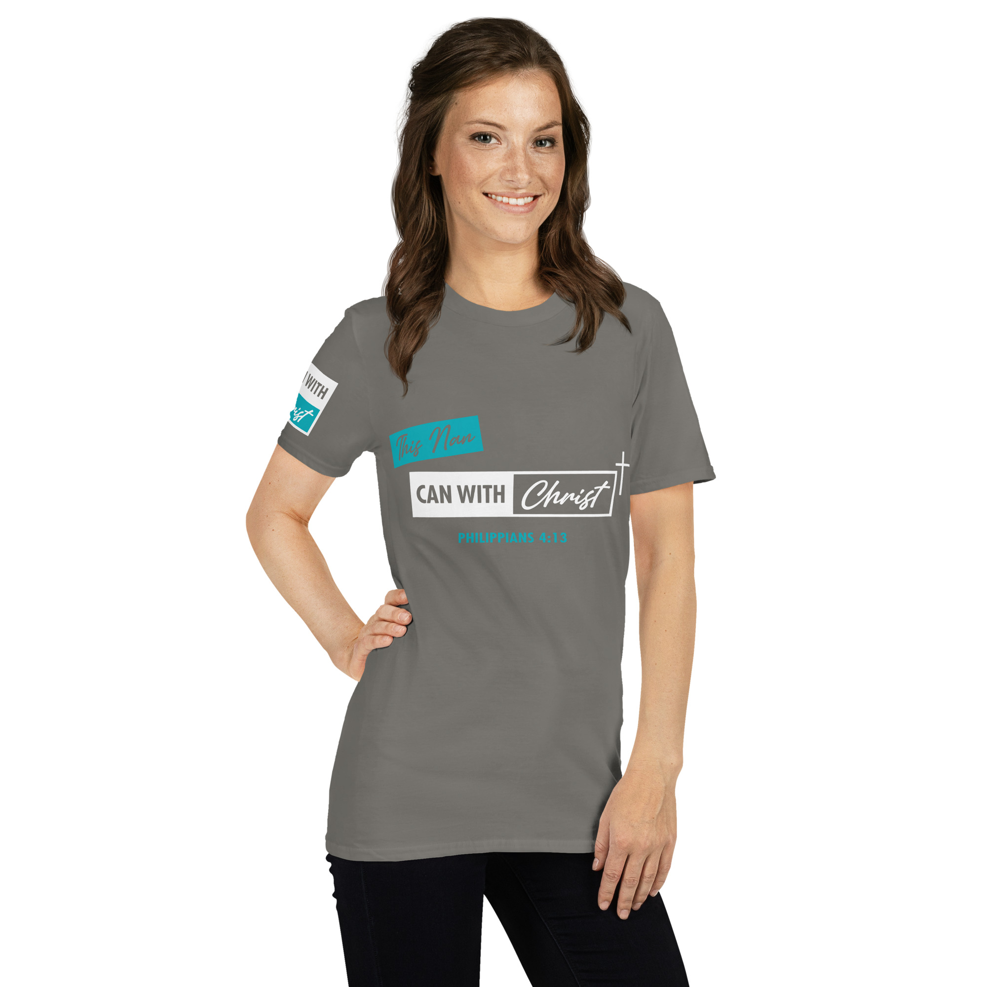 Unisex, this Nan can, teal label T-Shirt - Image 16