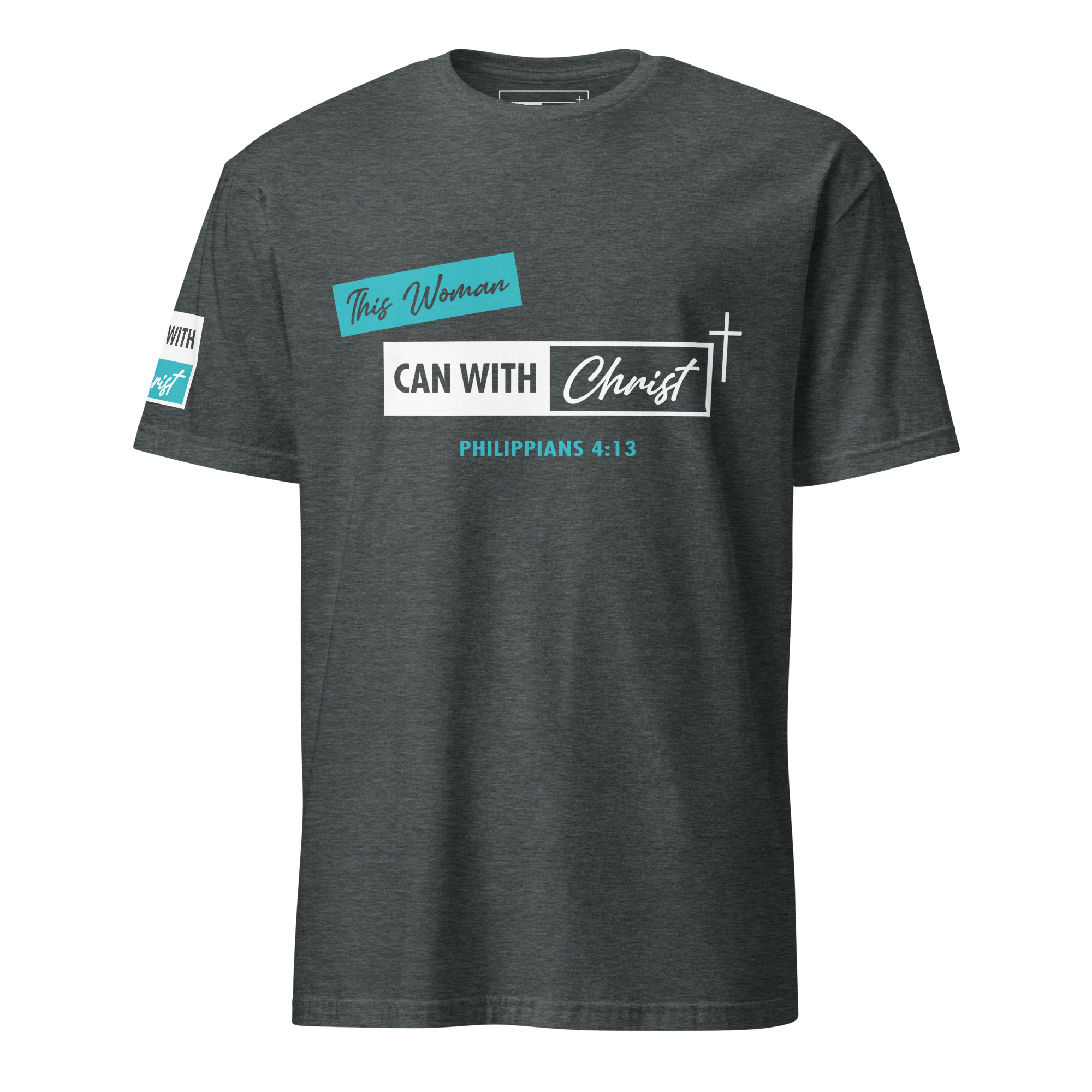Unisex, This woman can, Teal label T-Shirt - Image 3