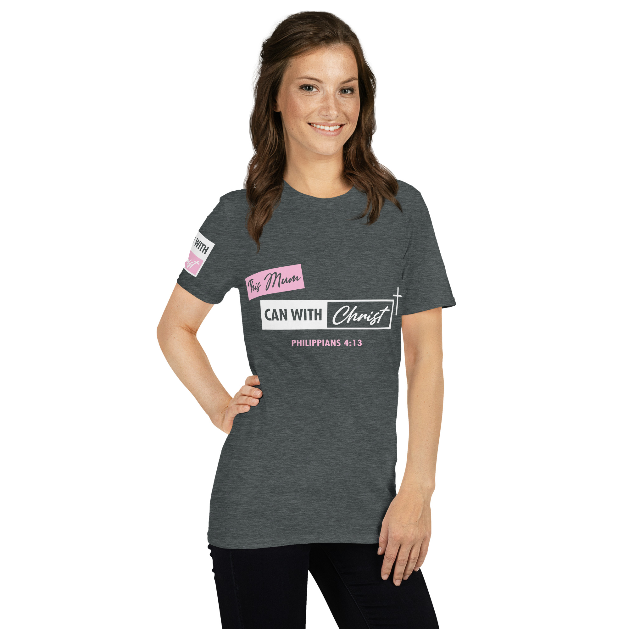 Unisex, this mum can, pink label T-Shirt - Image 15