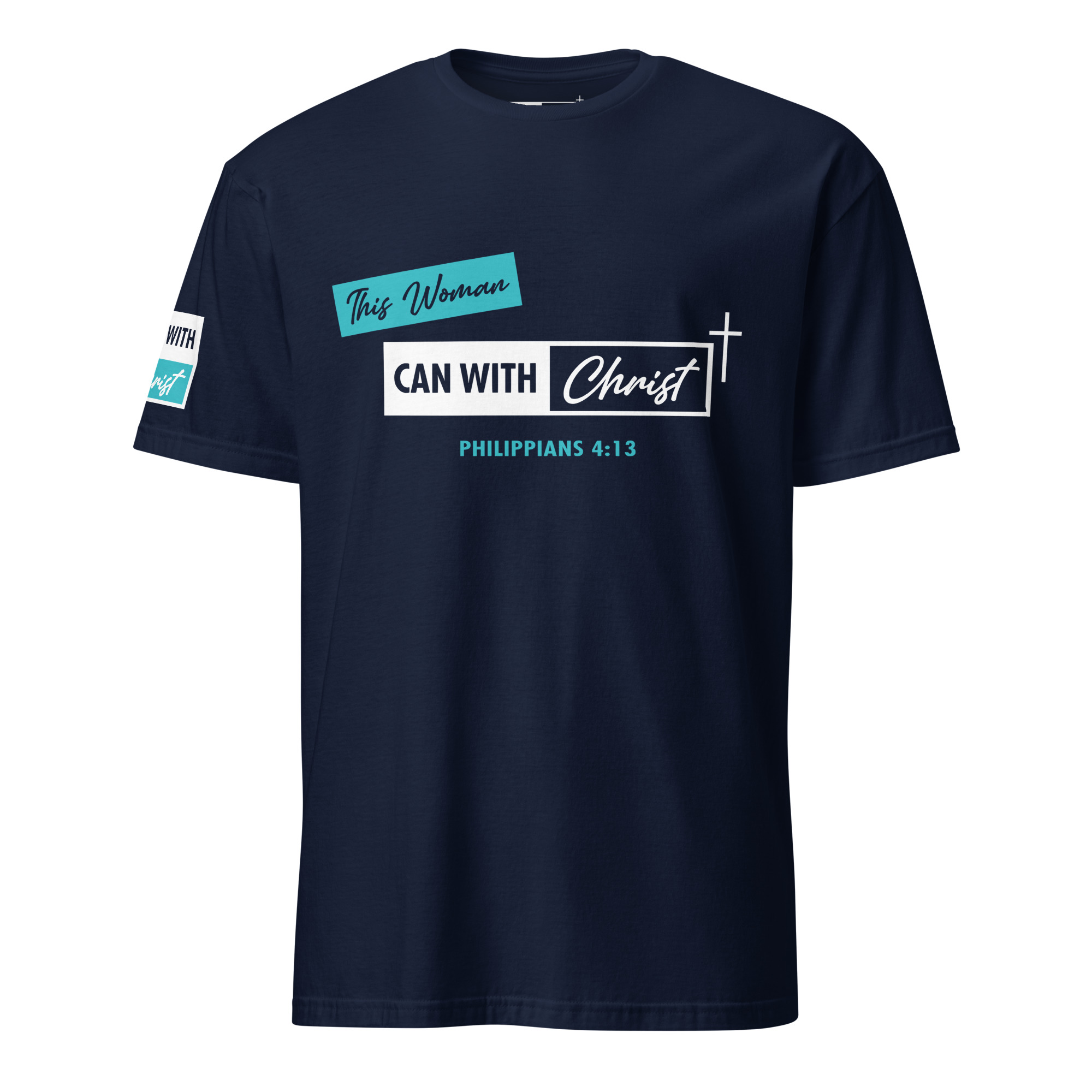 Unisex, This woman can, Teal label T-Shirt - Image 2