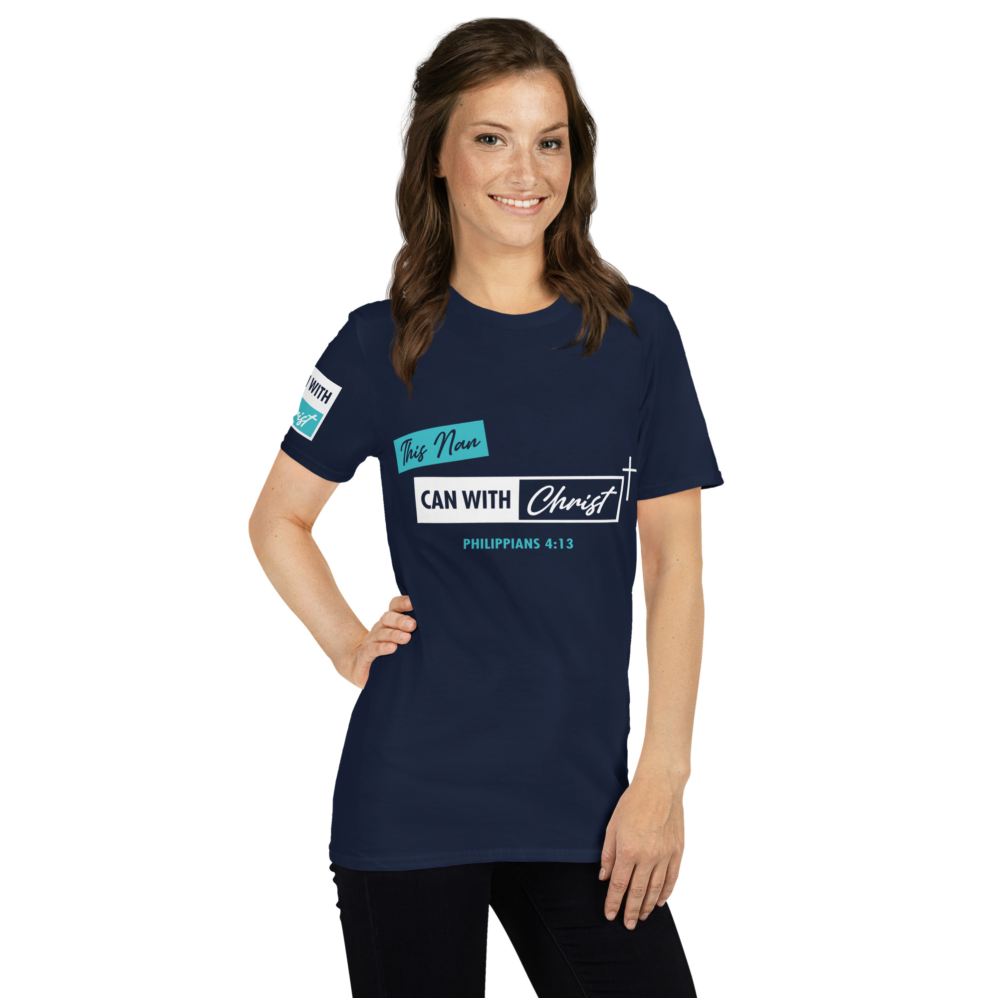 Unisex, this Nan can, teal label T-Shirt - Image 14