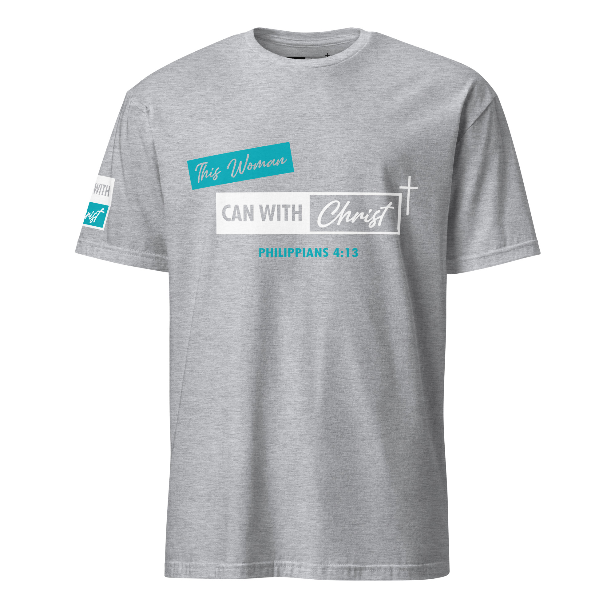 Unisex, This woman can, Teal label T-Shirt - Image 5