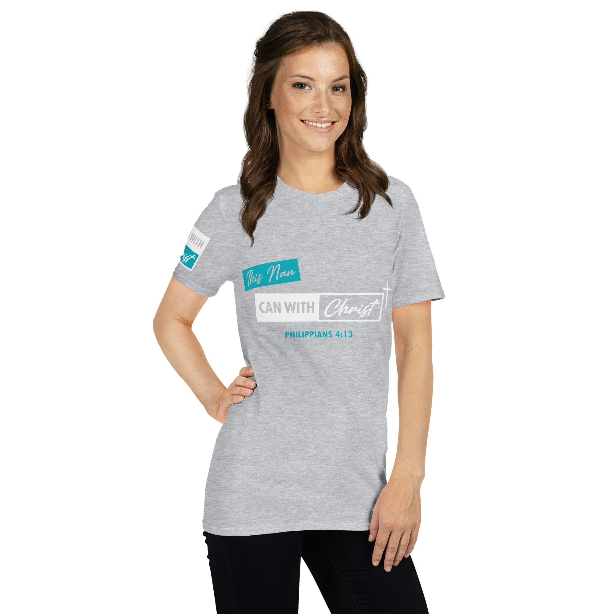 Unisex, this Nan can, teal label T-Shirt - Image 17