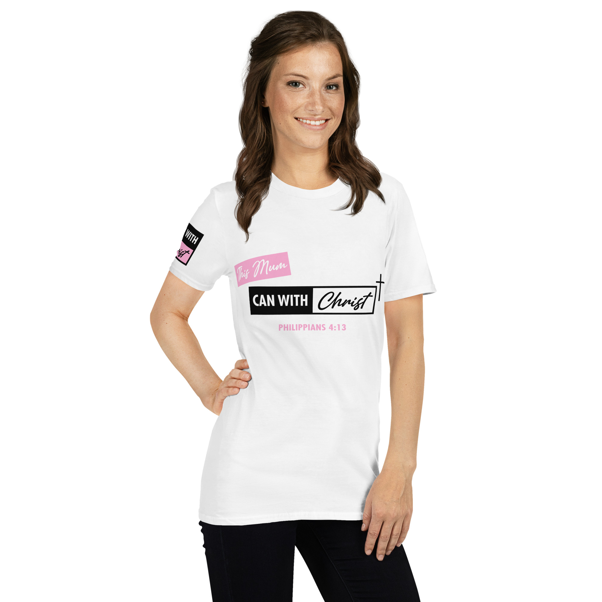 Unisex, this mum can, pink label T-Shirt - Image 17