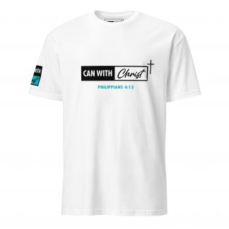 Unisex Can with Christ, teal label t-shirt