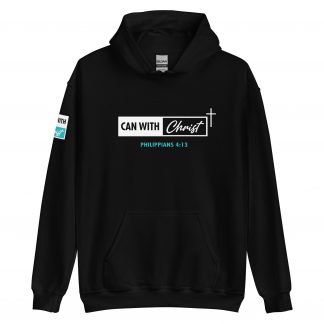 Can with Christ, teal label hoodie