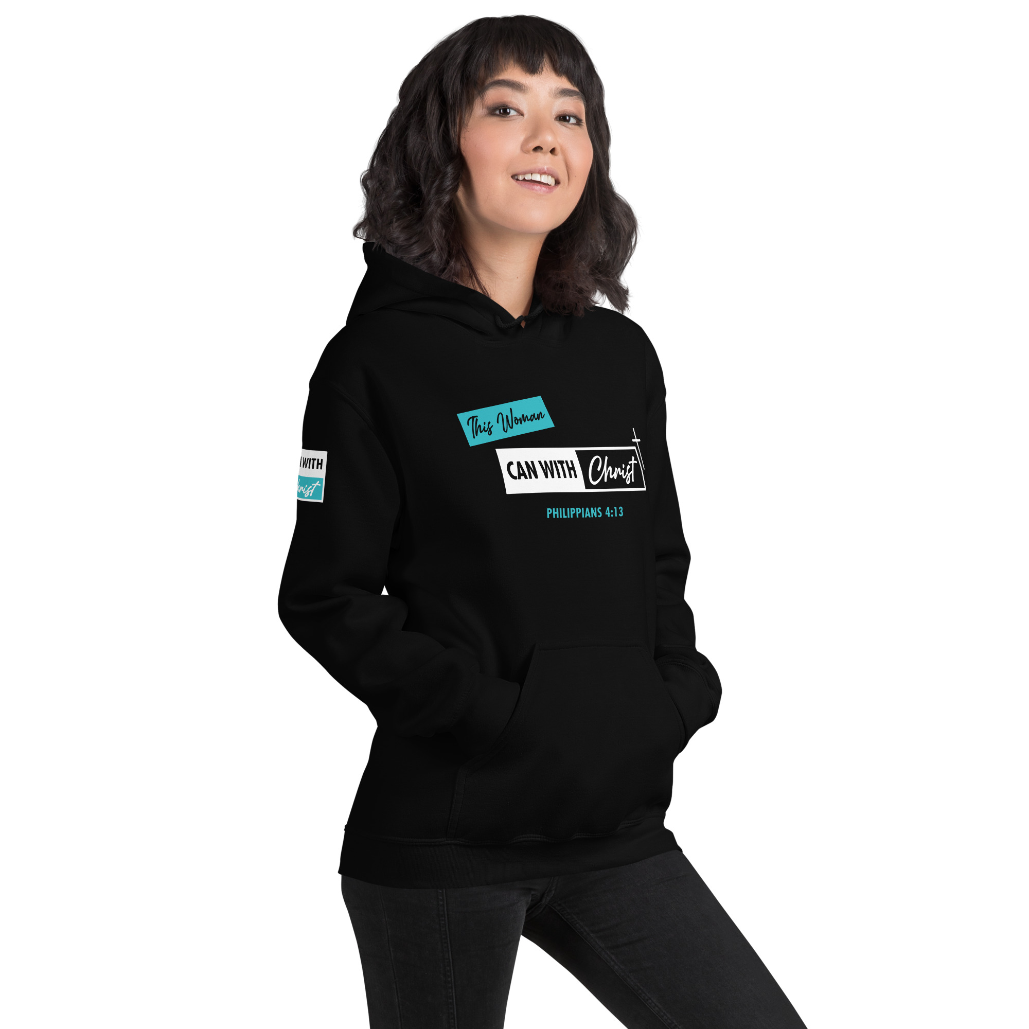 This woman can, teal label hoodie - Image 12