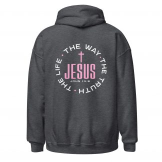 Jesus the way, the truth, and the life pink text hoodie