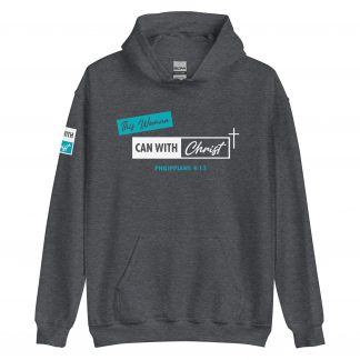 This woman can, teal label hoodie