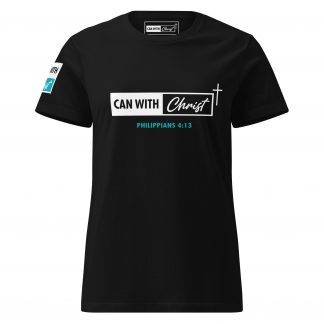 Women’s Can with Christ, teal label t-shirt