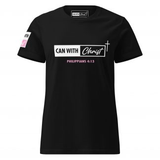 Women’s Can with Christ, pink label t-shirt